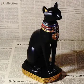 

European Style Resin Crafts Exotic Customs Egyptian Cat God Ornaments Gifts Crafts Egyptian Cat Candlestick Office Home Decor