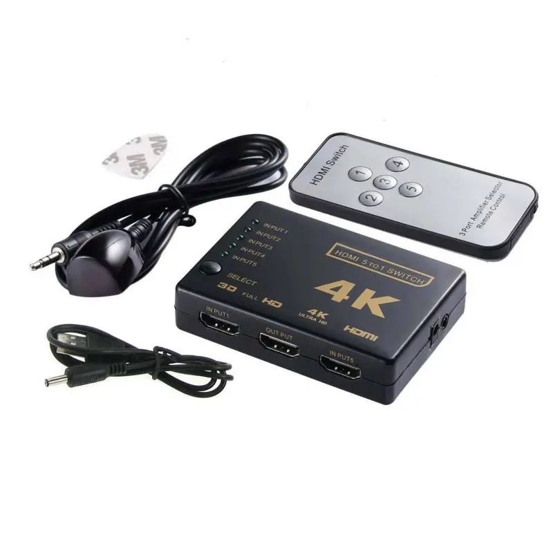 HDMI коммутатор UHD 5 портов HDMI 1.4b распределитель 4K 3D 1080P ИК пульт дистанционного управления Селекторный концентратор 4K 2K Высокое разрешение