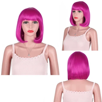 

12'' Short Hair Bob Wig with Bangs Natural Fashion Cute Heat Resistant Synthetic Bob Wigs for Daily Party Cosplay Halloween