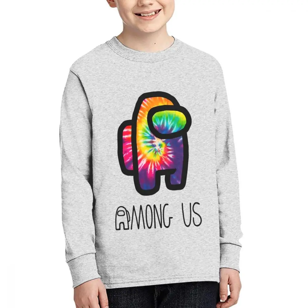 

Among US Rainbow Tie Dye Men's Basic teen-agers Junior Long Sleeve T-Shirt Tshirt Women Graphic Print T Shirt Basic Tee Tops
