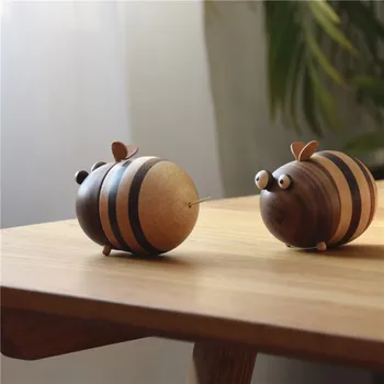 

Creative Wooden Crafts Bee Toothpick Box Dining Room Living Room Desktop Decorative Animal Bee Ornament Toothpick Holder
