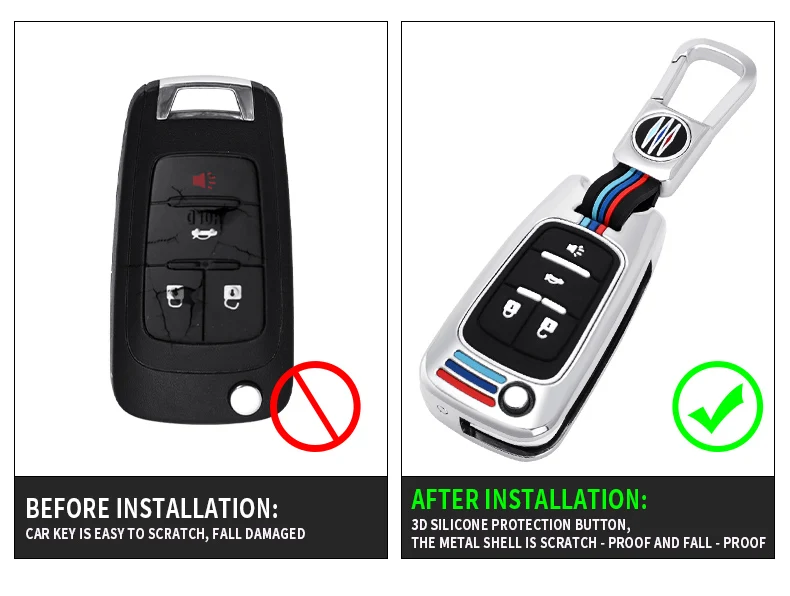 Custodia in lega di zinco per auto custodia per telecomando portachiavi per Chevrolet Cruze Malibu Camaro Impala Equinox Trax GMC Buick Chevy - He8630040dd054b14b50dcd1eab596789I