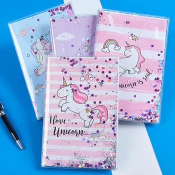 

New creative sequins unicorn cover school student agenda planner organizer notebook with colored paper sheets stationery A5 A6