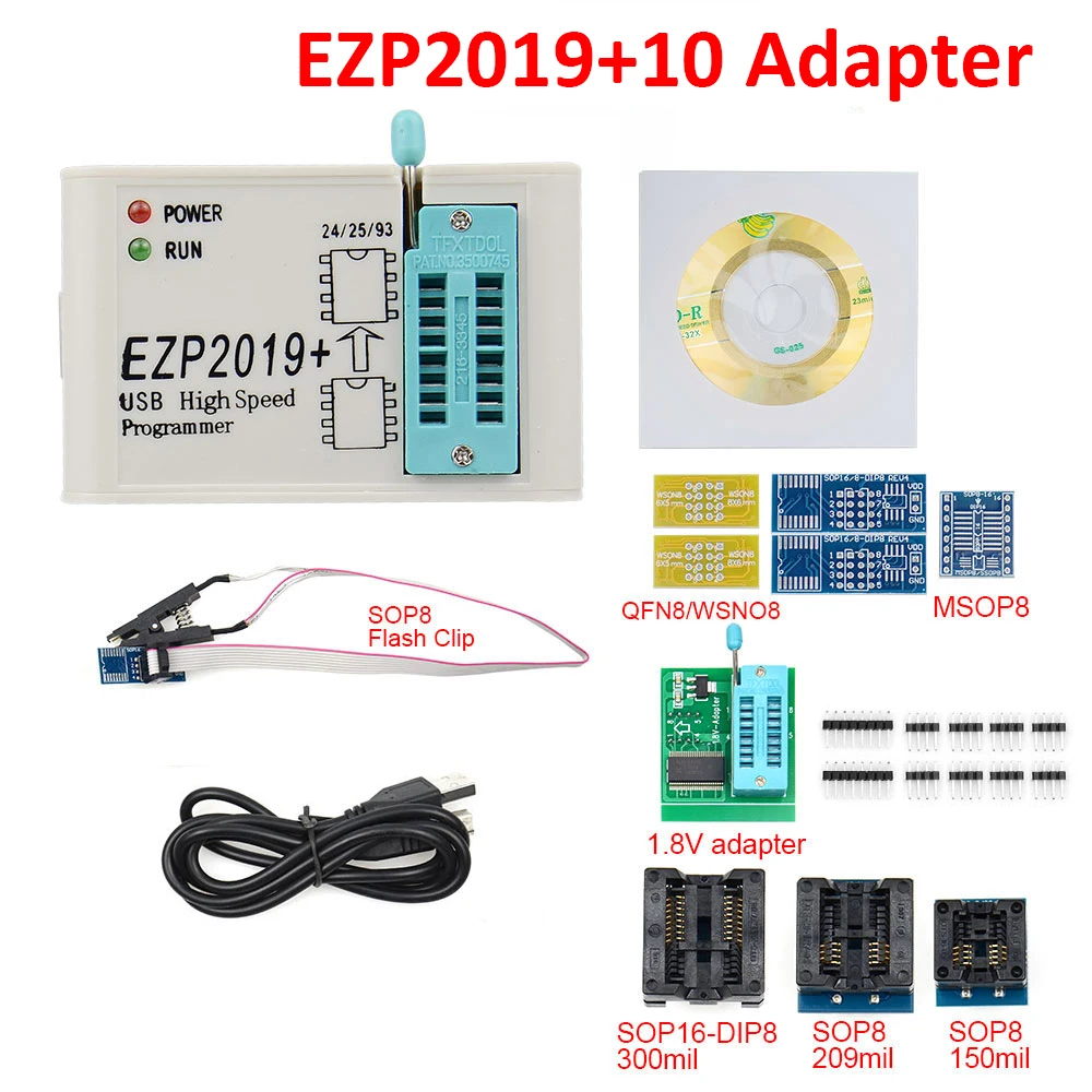 car battery analyzer ezp 2019 support WIN7&8 64bit NEW EZP2019 high-speed USB SPI Programmer 24 25 93 EEPROM 25 flash bios chip EZP2019 12 adapter test car battery with multimeter Diagnostic Tools