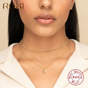 

ROXI Creative 26 English Letters Pearls Pendant Necklaces for Women Wediing Clavicle Necklaces 925 Sterling Silver Jewelry Chain