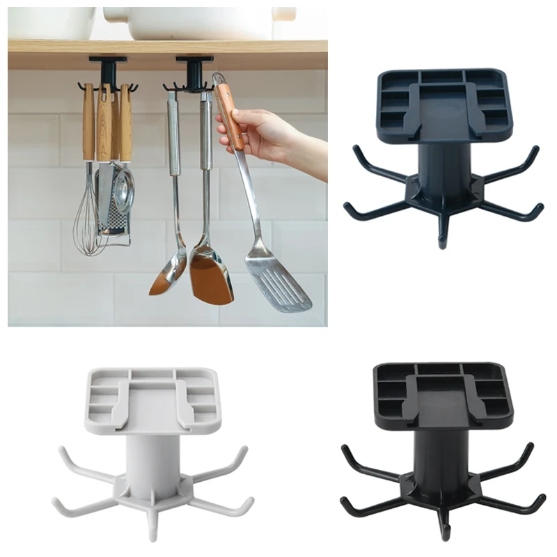 Details about / Rotating Utensil Holder Hook Hanging Cooking Utensil Organizer Storage Cabinet