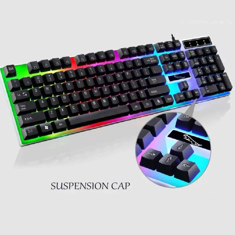 USB Charging Light Keyboard & Mouse Kit Rainbow LED Gaming Equipment For PS4 Xbox One X6HB