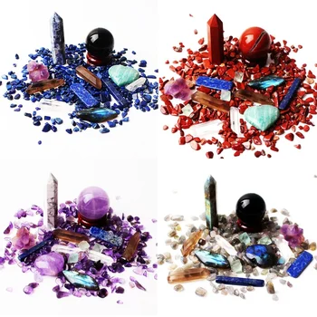 

1Lots kinds Mixed Crystal Wand Ball Gravel Natural Stone Mineral Specimen Heart Pendant Reiki Chakra Gift