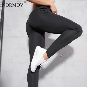 

NORMOV Sexy Push Up High Waist Leggings Solid Color Fitness Workout Leggings Women Black Slim Leggings Fitness Feminina