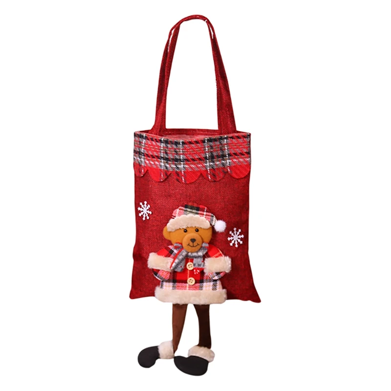 1Pcs Christmas Kids Candy Bags Pouch Cotton Santa Claus Snowmen Xmas Gift Bag Children Bag Drawstring Container