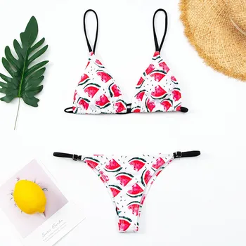 

Women's Swimming Suit Bikini 2020 Women Sexy Two-piece Flowers Print Bandage Set Vacation Swimwear Beachsuit Micro Bikini
