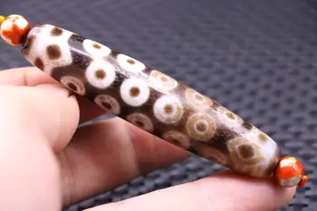 

unique Magic Power Magic Tibetan Old Agate 27 Eye 6 Diamond Eye Long dZi Bead Amulet Pendant 77M 5A