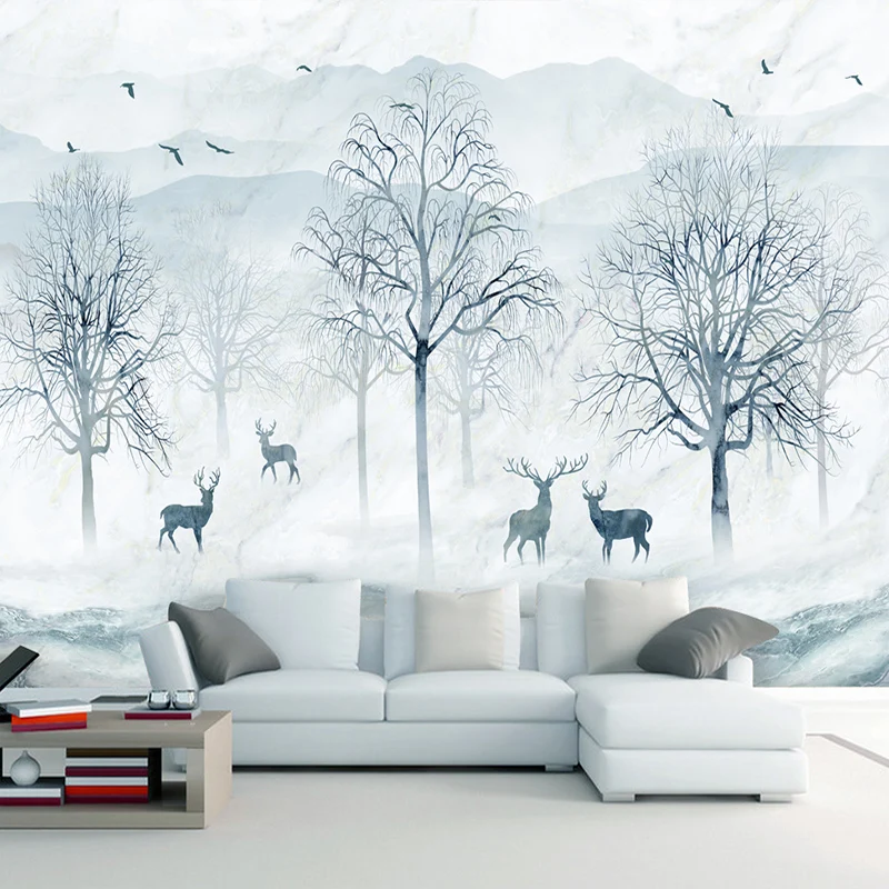 

Drop Shipping Custom Mural Wallpaper 3D Nordic Abstract Elk Backdrop Wall Decoration Waterproof 8D Wall Paper Wall Covering