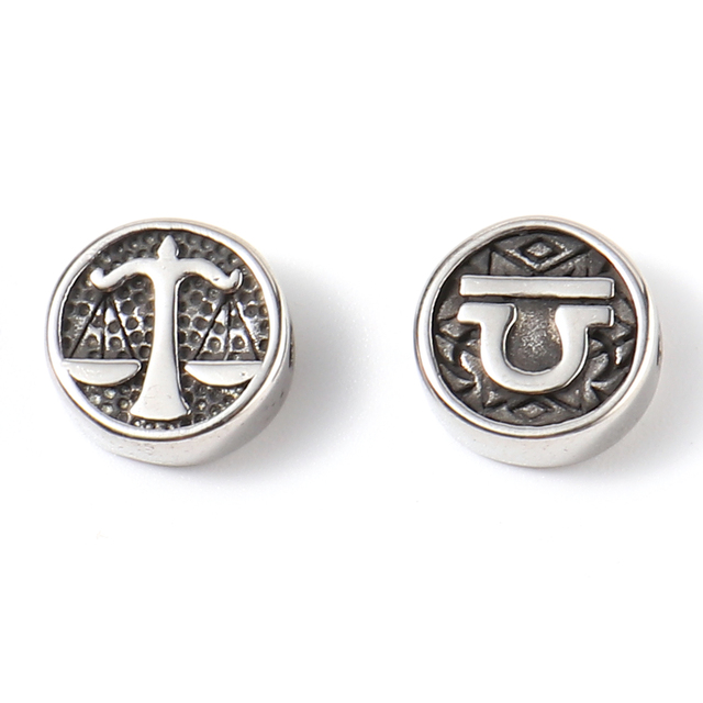 Of Zodiac Constellations Beads Gunmetal Stainless Steel Beads For Jewelry Making Round Taurus Pattern Beads 10mm Dia
