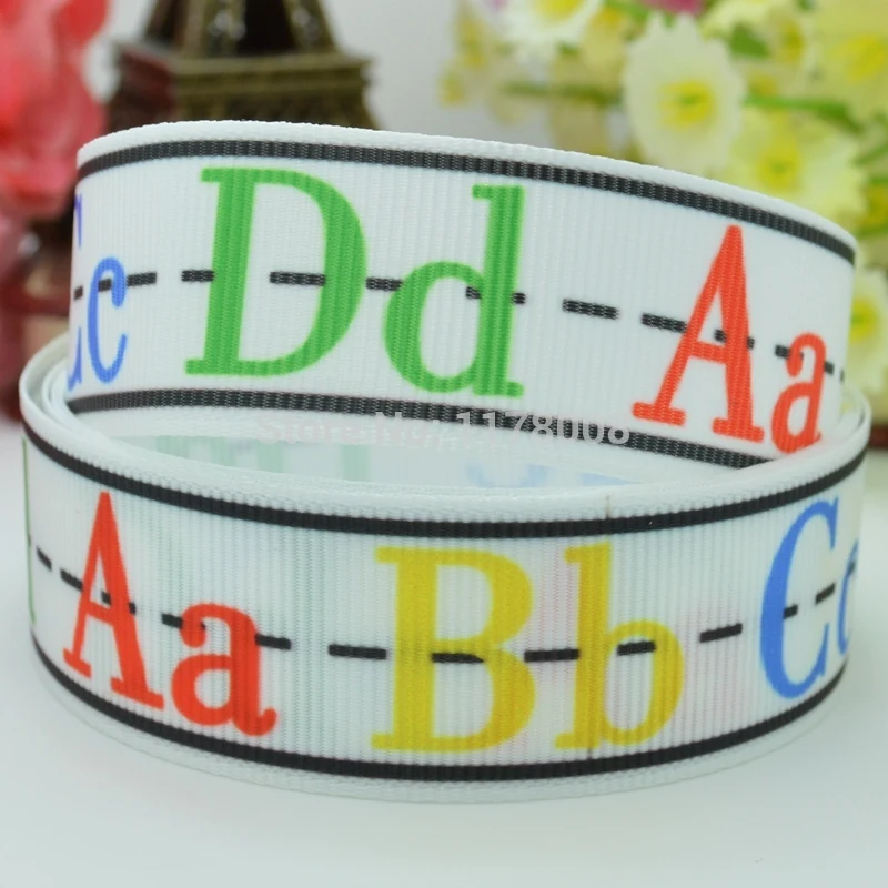 7/" 22 мм ABCD Алфавит школьная доска с принтом корсажная лента бант для волос сделай сам ручная работа OEM 50YD