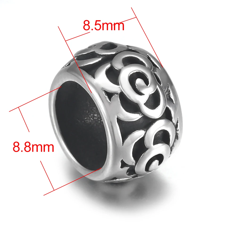 Hole 8.8mm Бусины Из Нержавеющей Стали точечный цилиндр с большим отверстием бусина ползунки подходят 8 мм кожаный шнур браслет разделитель для изготовления ювелирных изделий "сделай сам" поставки - Цвет: Hole 8.8mm