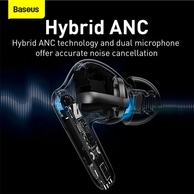 Baseus Official S2 TWS ANC True Wireless Earphones Active Noise Cancelling Bluetooth Headphone, Support Wireless Charging 2