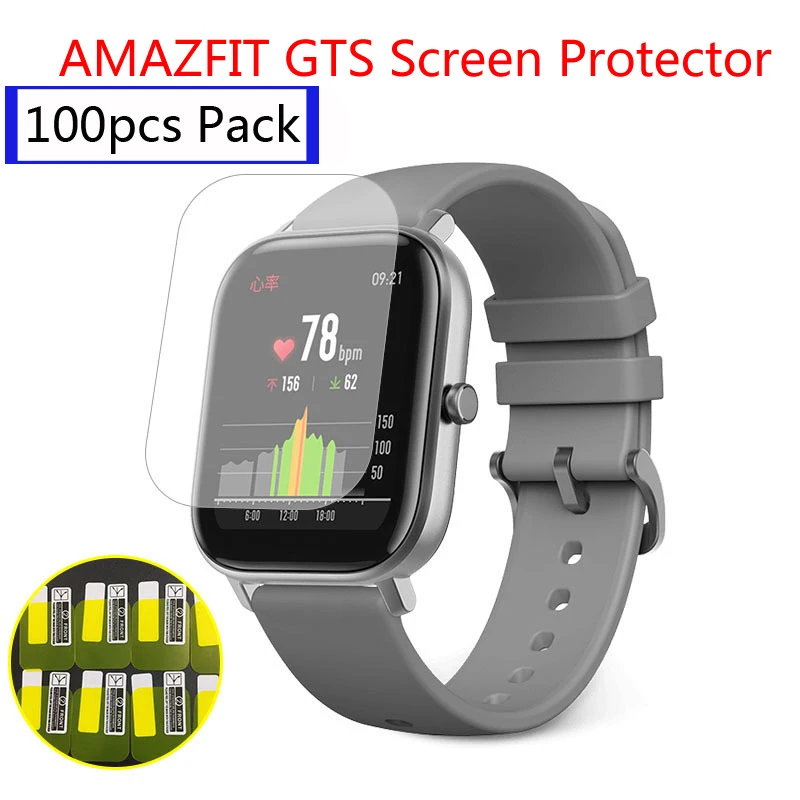100 шт Упаковка для xiaomi Amazfit GTS Защитная пленка для экрана Смарт-часы TPU мягкая ультратонкая пленка для экрана HD