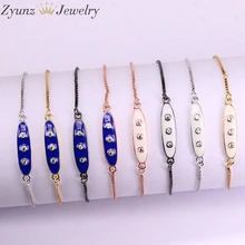 10 шт., Овальный глазурированный коннектор CZ микро проложить цепь талисманы браслет для женщин девочек