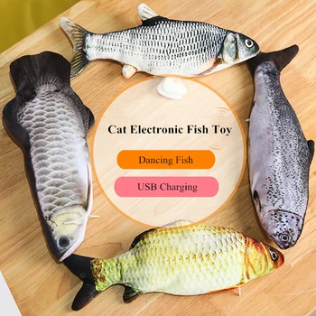 

Electronic Pet Cat Fish Toy Moving Fish Electric USB Charging Simulation Fish Toys for Dog Cat Chewing Playing Biting Supplies