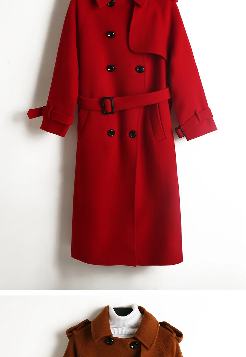 ALKMENE winter new double-faced cashmere coat women's long coat double-breasted woolen coat female cashmere coat