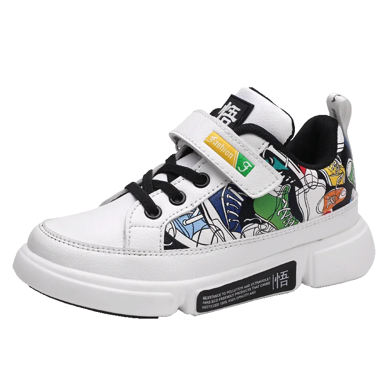MZC-5506-White Детская обувь; модная повседневная спортивная обувь из микрофибры; обувь на плоской подошве; Водонепроницаемая Нескользящая детская обувь; Студенческая обувь - Цвет: MZC-5506-White