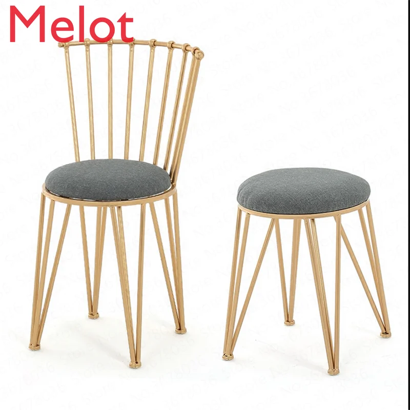 

Modern Golden Creative Dining Chair with Back Personality Simple Chair Casual Restaurant Metal Dressing Stool Office Chair