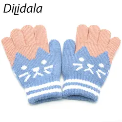Dilidala Детские Мультяшные перчатки зимнего холода теплые котенка модные милые Начальная школа имитация кашемировые вязаные перчатки
