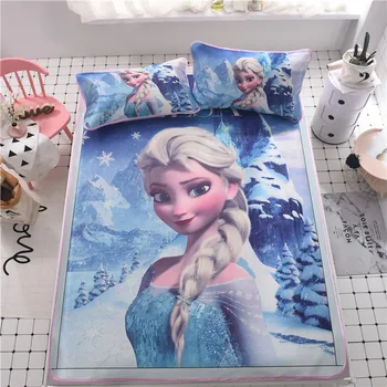 

Disney Frozen Elsa and Anna Summer Ice Silky Bed Mat Set Children Girls Sleeping Bed Mattress Protector Cover Bed Topper Sheet