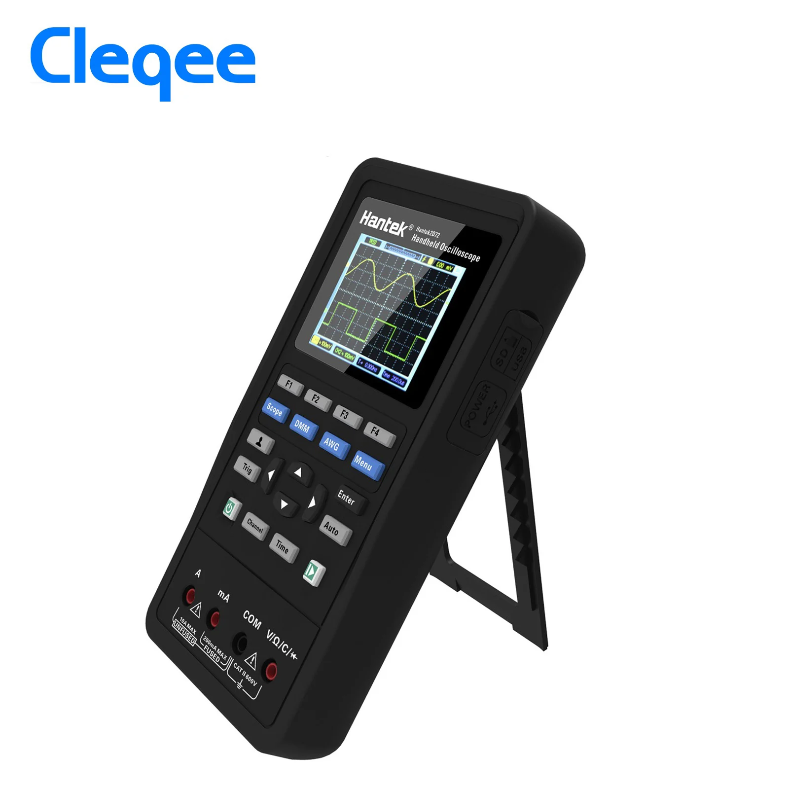 

Hantek 3in1 Digital Handed Oscilloscope Tester 2 Channels 40mhz 70mhz+Waveform Generator+Multimeter Portable USB LCD Display