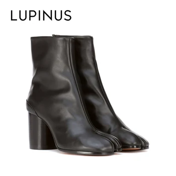 

Lupinus Split Toe Women Ankle Boots Chunky High Heel 2020 New Women Boots Short Motorcycle Boots Fashion Women Leather Boots