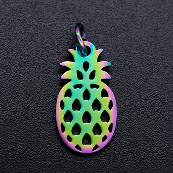 

5pcs/lot 100% Stainless Steel Phineapple diy Charms With Rainbow Plated Wholesale Never Tarnish Dropshipping