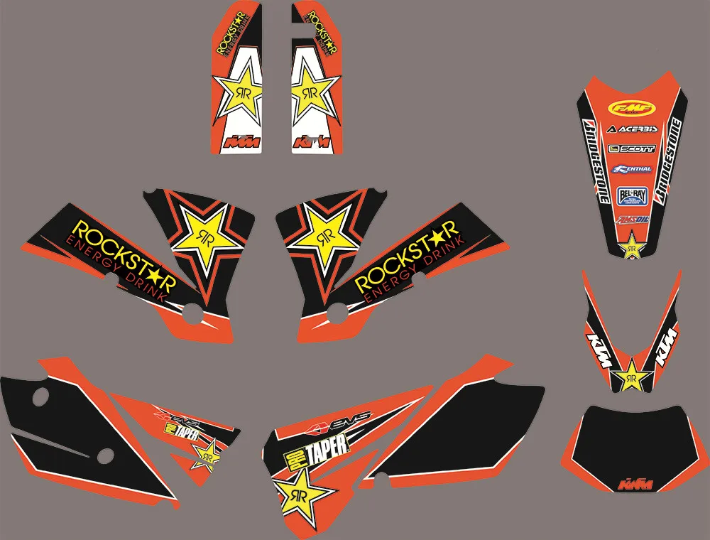 Для KTM SX EXC 2004 3 м мотоциклетные Графика& Фоны Графика наклейки Наборы для KTM SX EXC 125 200 250 300 400 450 525 2004