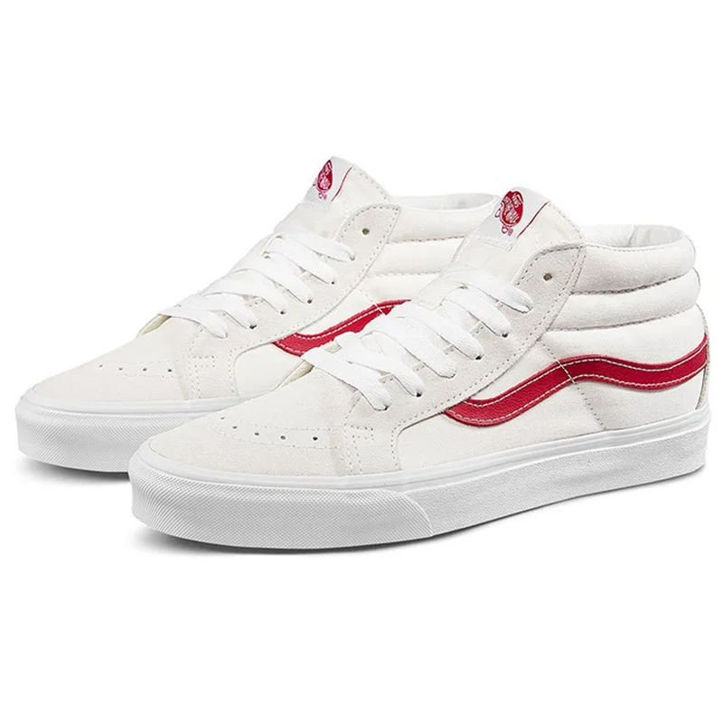 Оригинальные VANS SK8-MID, мужская и женская обувь для скейтбординга, модные классические уличные стильные высокие белые туфли, VN0A391FOXS