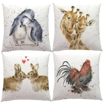 

Baby Animal Giraffe Sheep Bunny Rabbit Squirrel Koala Cushion Cover Linen Throw Pillow Cover Sofa Decoration