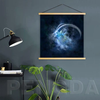 

Canvas Printed Poster Wall Artwork Animal Sheep Lion Solid Wood Scroll Hanging Painting Home Decor Modular Pictures Living Room