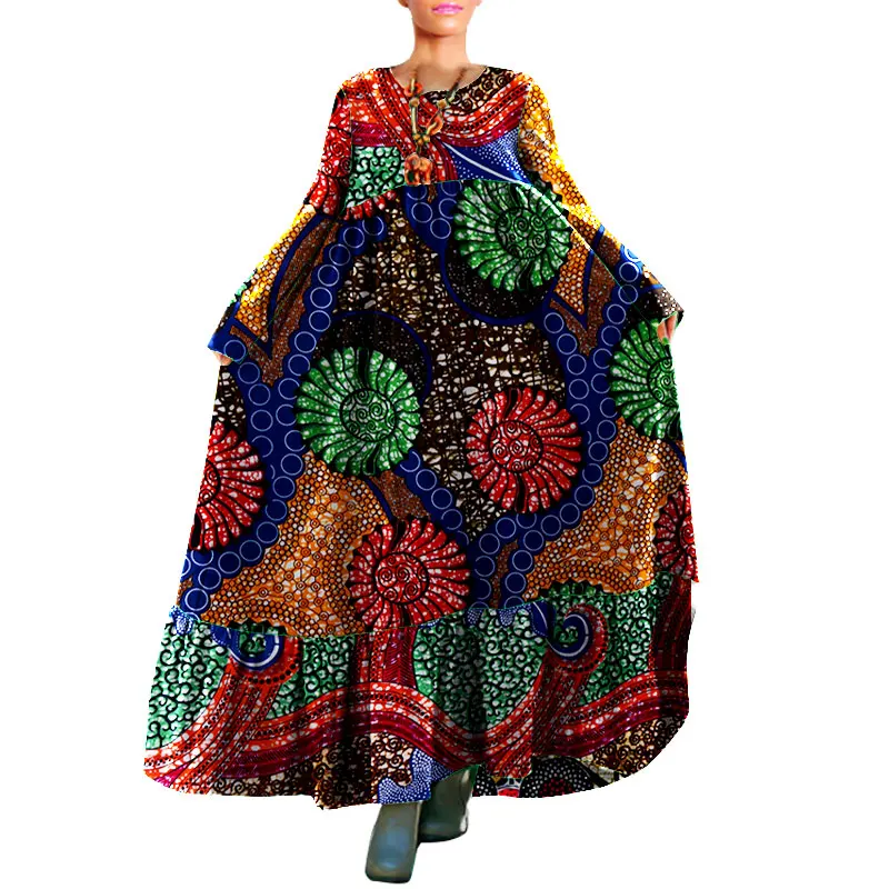 

BRW African Clothing Traditional Bazin Riche Autumn Dress Boho Style Robe Femme Maxi Dress Women Gowns Tunic Dresses WY931