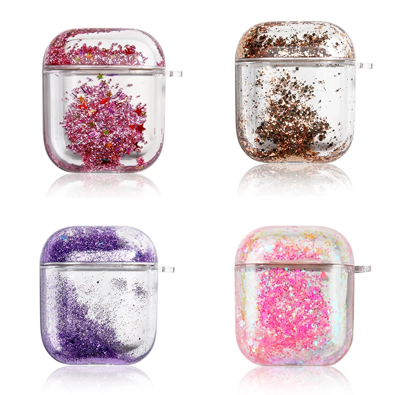Dynamic Liquid Glitter Case For Airpods Cases Hard Plastic Wireless Bluetooth Headphone Cover For Airpod 2 1 Air Pods Fundas