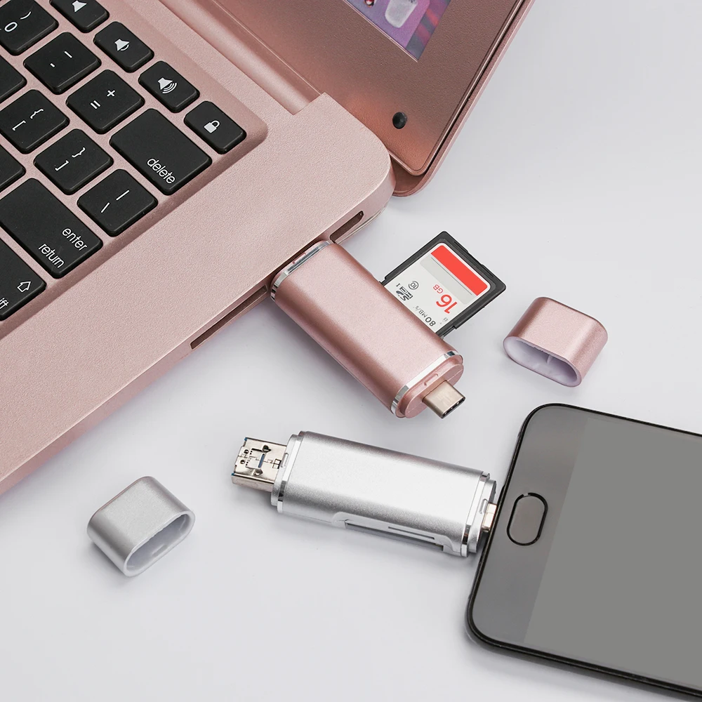 5-в-1 Тип-C кард-ридер Тип Закрытая акционерная Компания C& USB 2,0 памяти информация распознаватель передачи данных смартфон высокоскоростной Портативный полезные