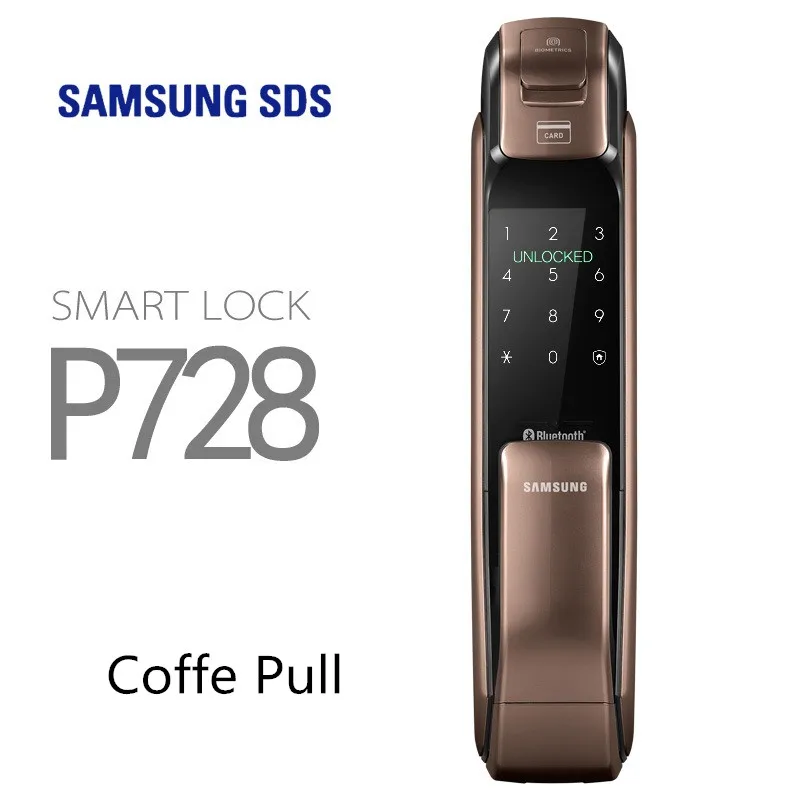 SAMSUNG отпечаток пальца толчок цифровой дверной замок с Wi-Fi Bluetooth приложение SHS-DP728 английская версия большой врезной AML320 - Цвет: 728 Coffe Pull