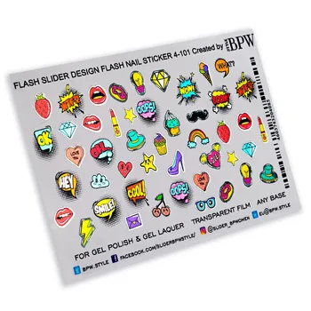 

Slider design metallic WTF!, BPW. style, Water stickers on nails, sd4-101