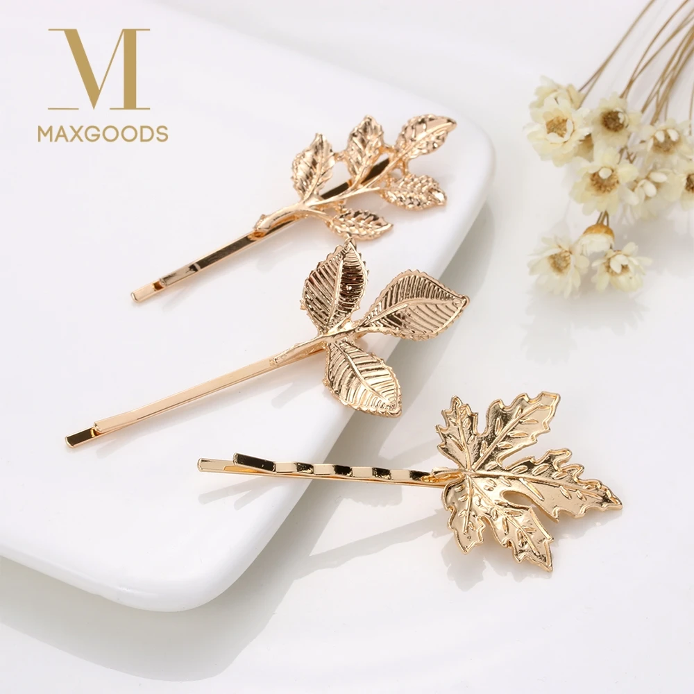 

1Pcs Chic Metal Leaf Hair Clips Pearl Hairpin Women Bride Hairpins Barrettes Hair Accessories