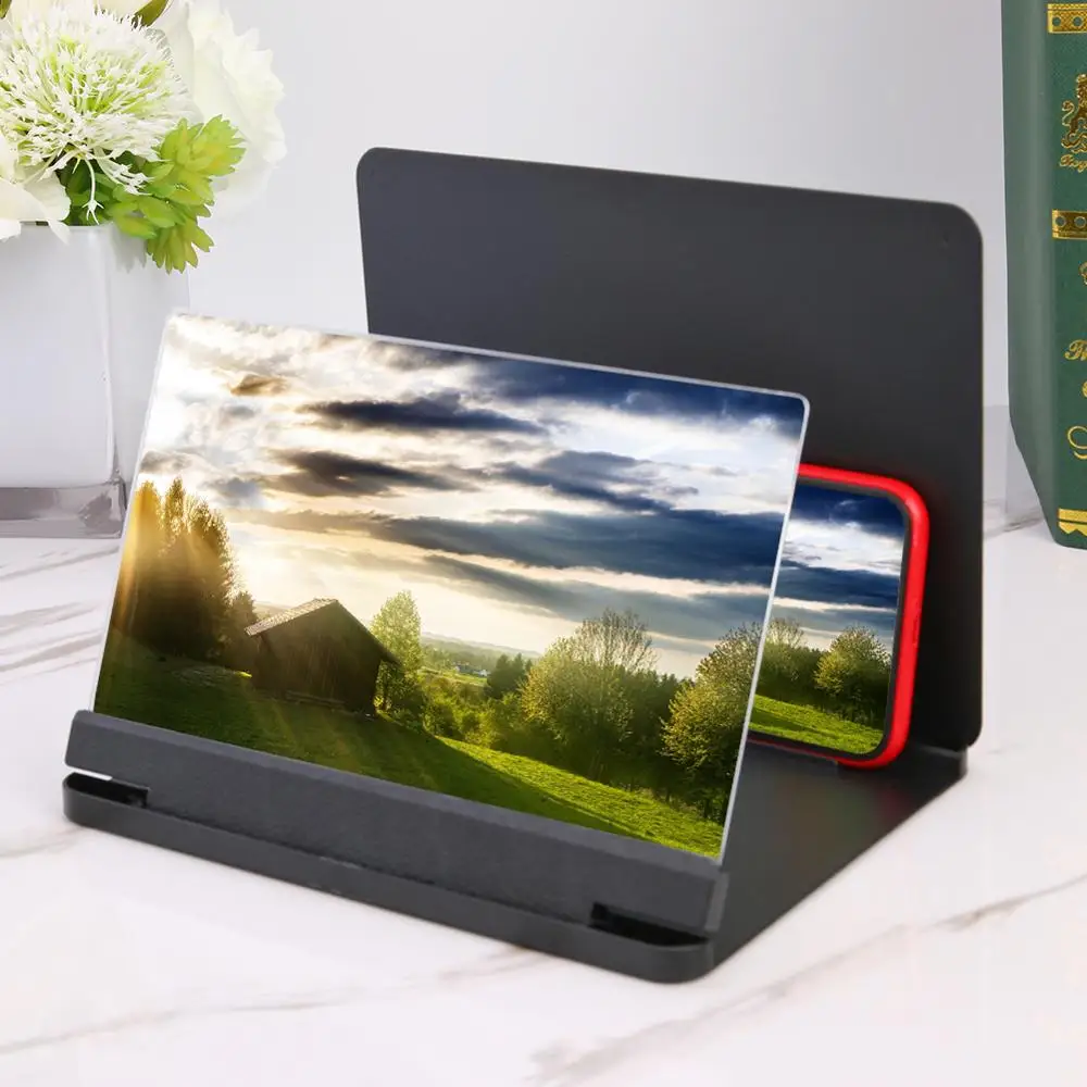 

9 inch Mobile Phone 3D Screen Magnifier Bracket Folding Enlarged Desktop Smartphone Movie Video HD Amplifying Projector Stand