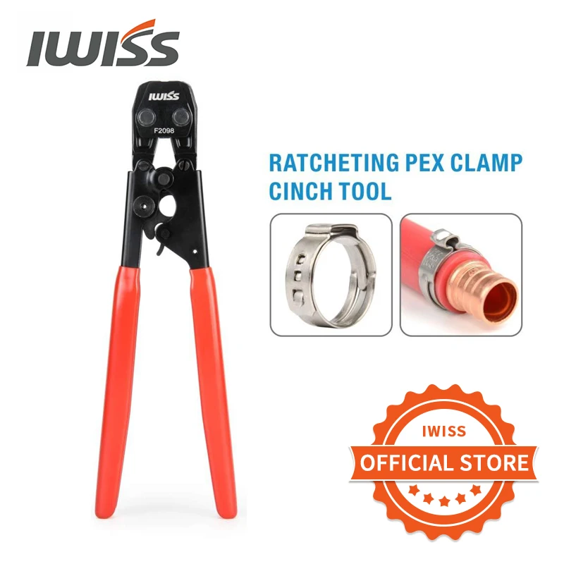 IWISS PEX Plumbing Tool 1-inch Stainless Steel Clamps Crimper Piler Angle 