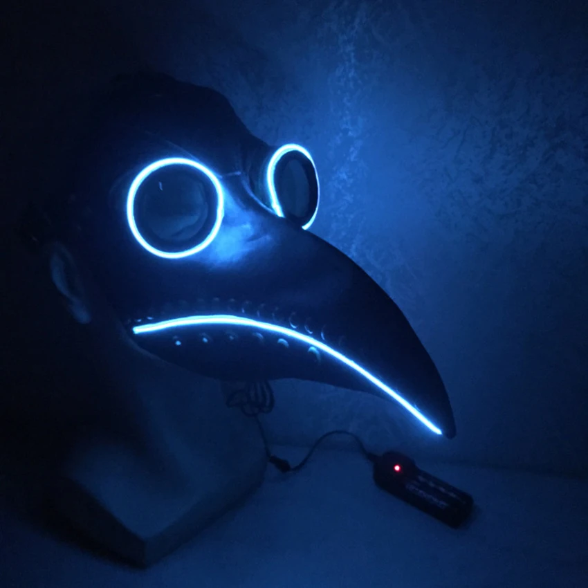 

LED Plague Doctor Mask Latex Twinkle Mask Steam Punks Halloween Doctor Schnabel Cosplay Steampunks LED Flash Masks Carnival