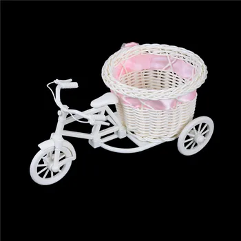 

1PC New Rattan Bicycle Storage Basket Float Vase Plant Stand Holder Tricycle Bike Design Organizer Flower Basket Pot