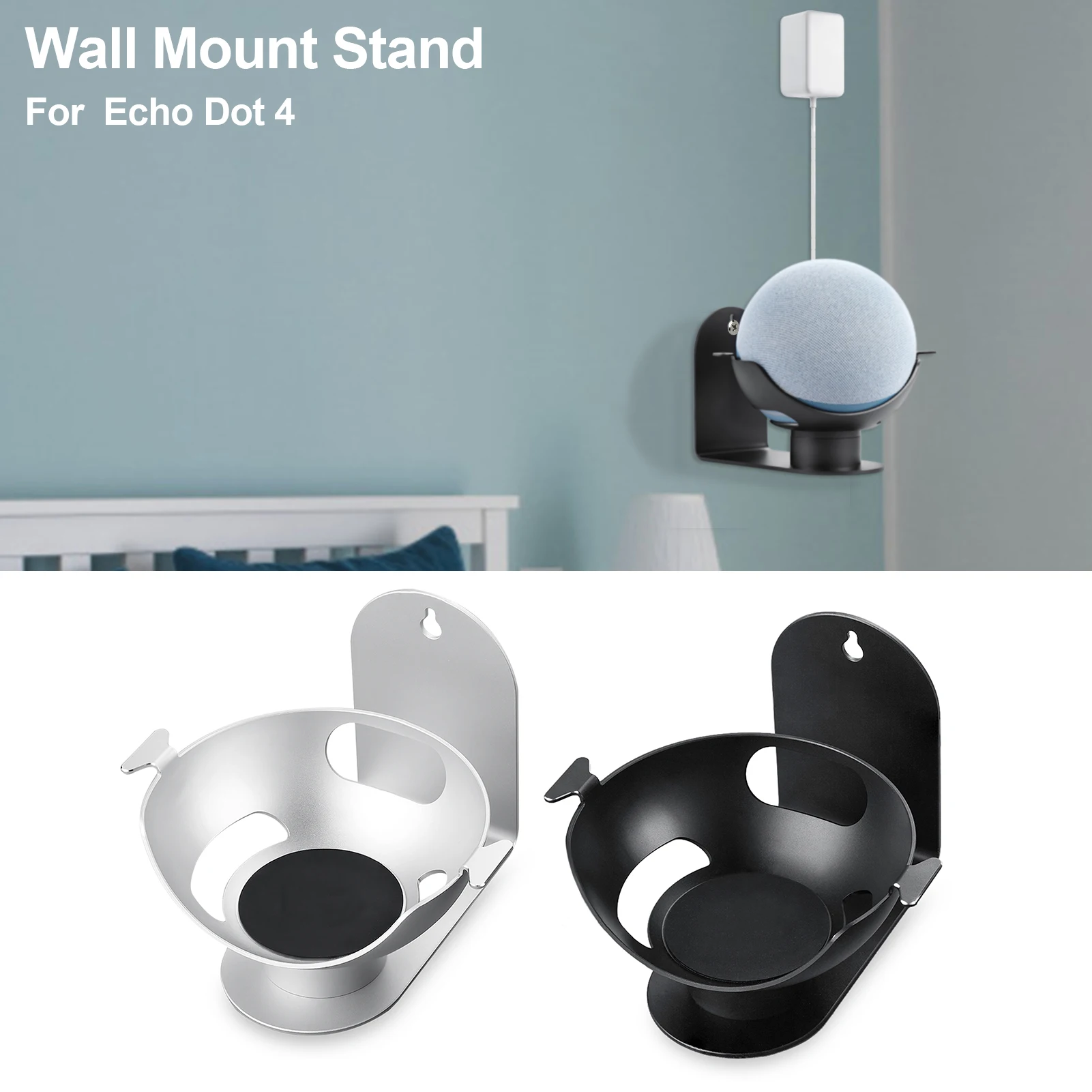 Space-Saving for Smart Home Speakers Built-in Cable Management for New Dot echo Dot 4th Generation Wall Mount Seating- Type 2 Types in one Holder 4th Gen Outlet Wall Stand