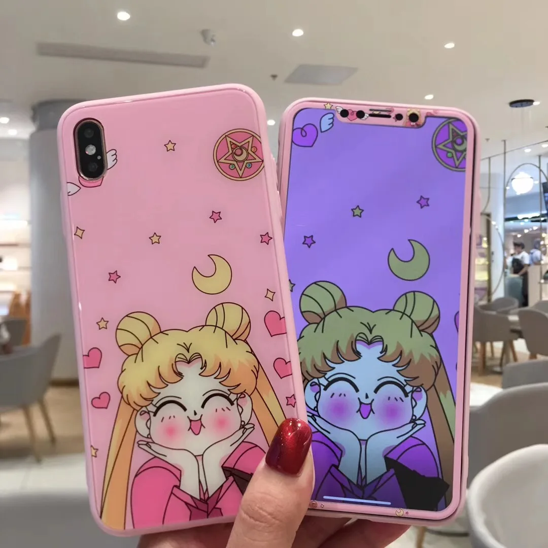 Чехол для телефона с мультяшным рисунком + Защитная пленка экрана iPhone 7 8 Plus X XR XS 11