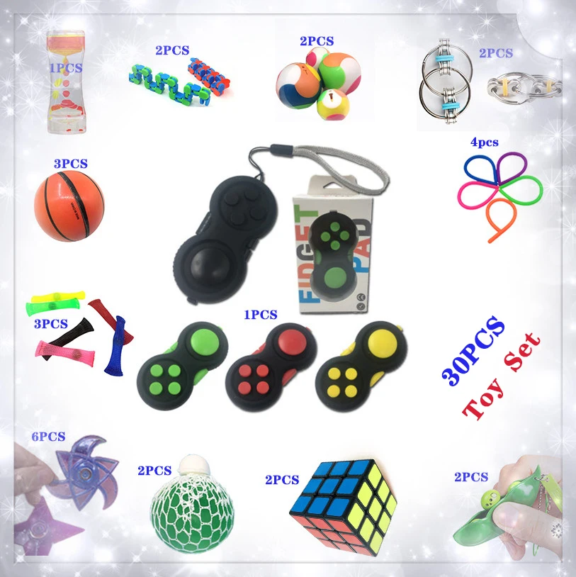 

New Style Squeeze Toy Including 30 Pieces Extrusive-Solving Fidget Kids Hot Selling Various Styles Toy Set Wholesale