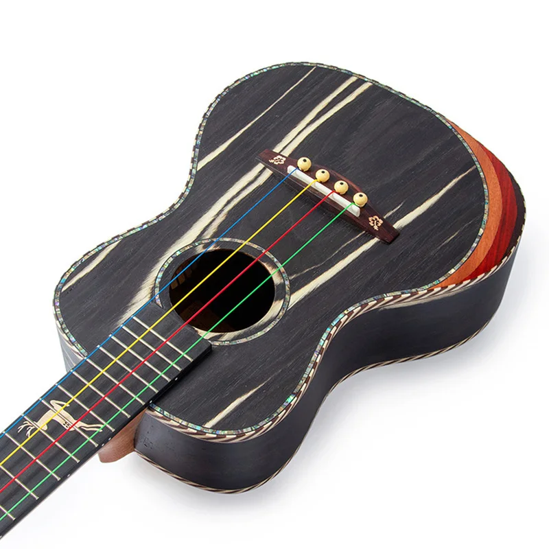 23 дюймов 4 струнные радужные укулеле цельная деревянная полосатая Высококачественная концертная мини гитара Акустическая гитара UK2361